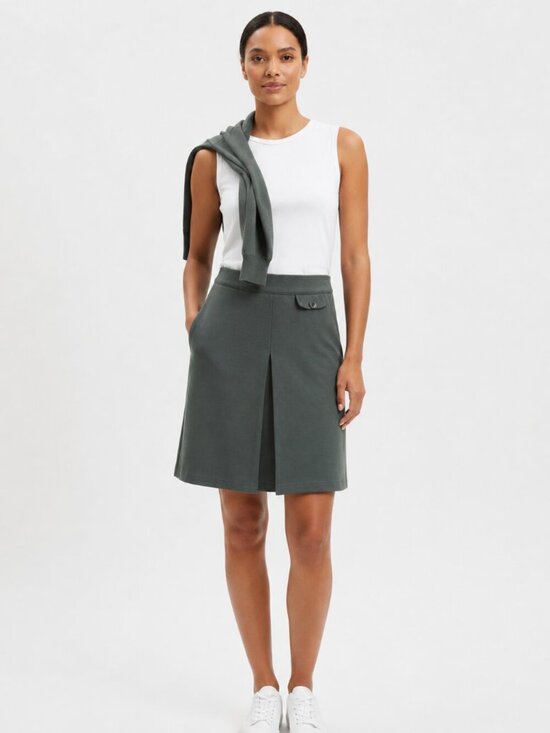 Nice Things Dresses & Skirts - Modern Edge! Nice Things Pewter Green Split Front Skirt (Size M, NWT)